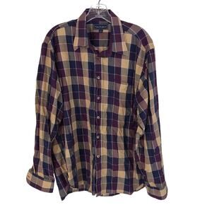 Men's Plaid Shirt Button Front Long Sleeves Size Large Cotton Paul Fredrick